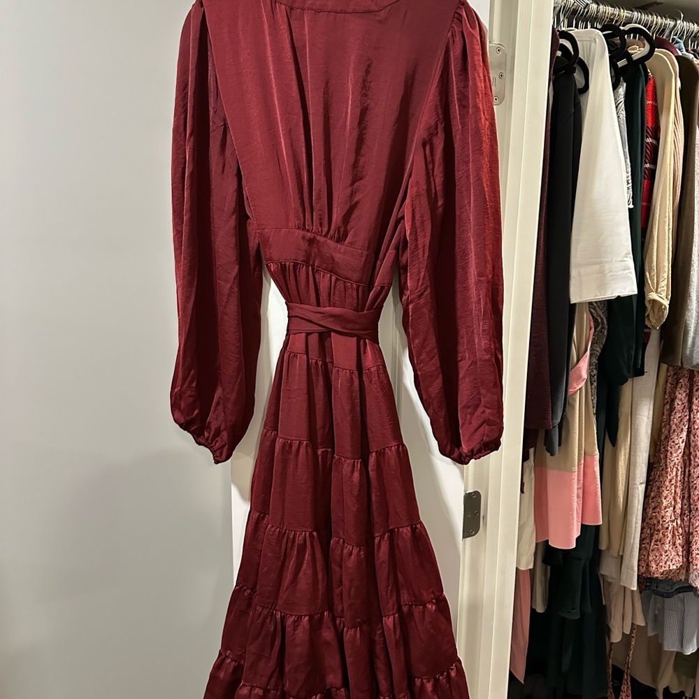 Gibson Latimer Burgundy Long Sleeve Dress